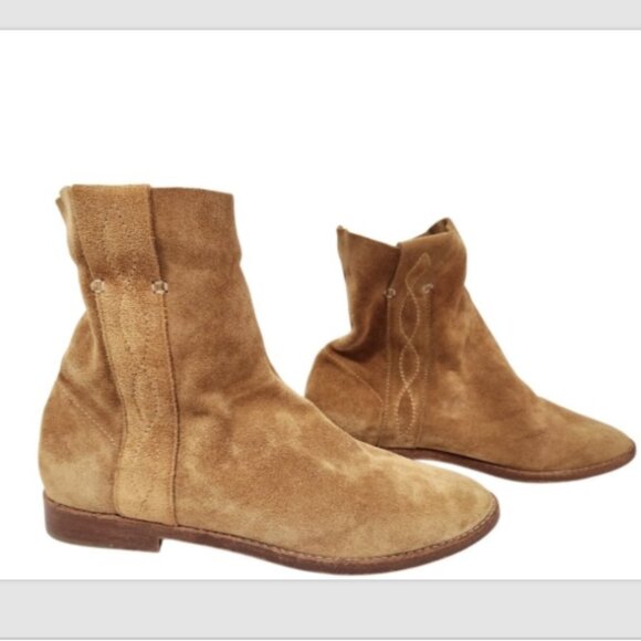 Joie Pinyon Western Boho Suede Pull On Ankle Booties - Picture 2 of 15